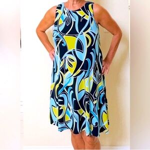 Anne Klein Blue Black Sleeveless Sundress, 12 🦋